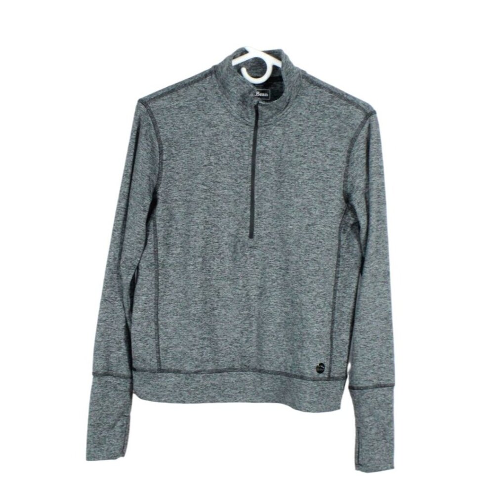 LL Bean VentureSoft Pullover Quarter Zip Soft Cozy Sweater Black Marl XS